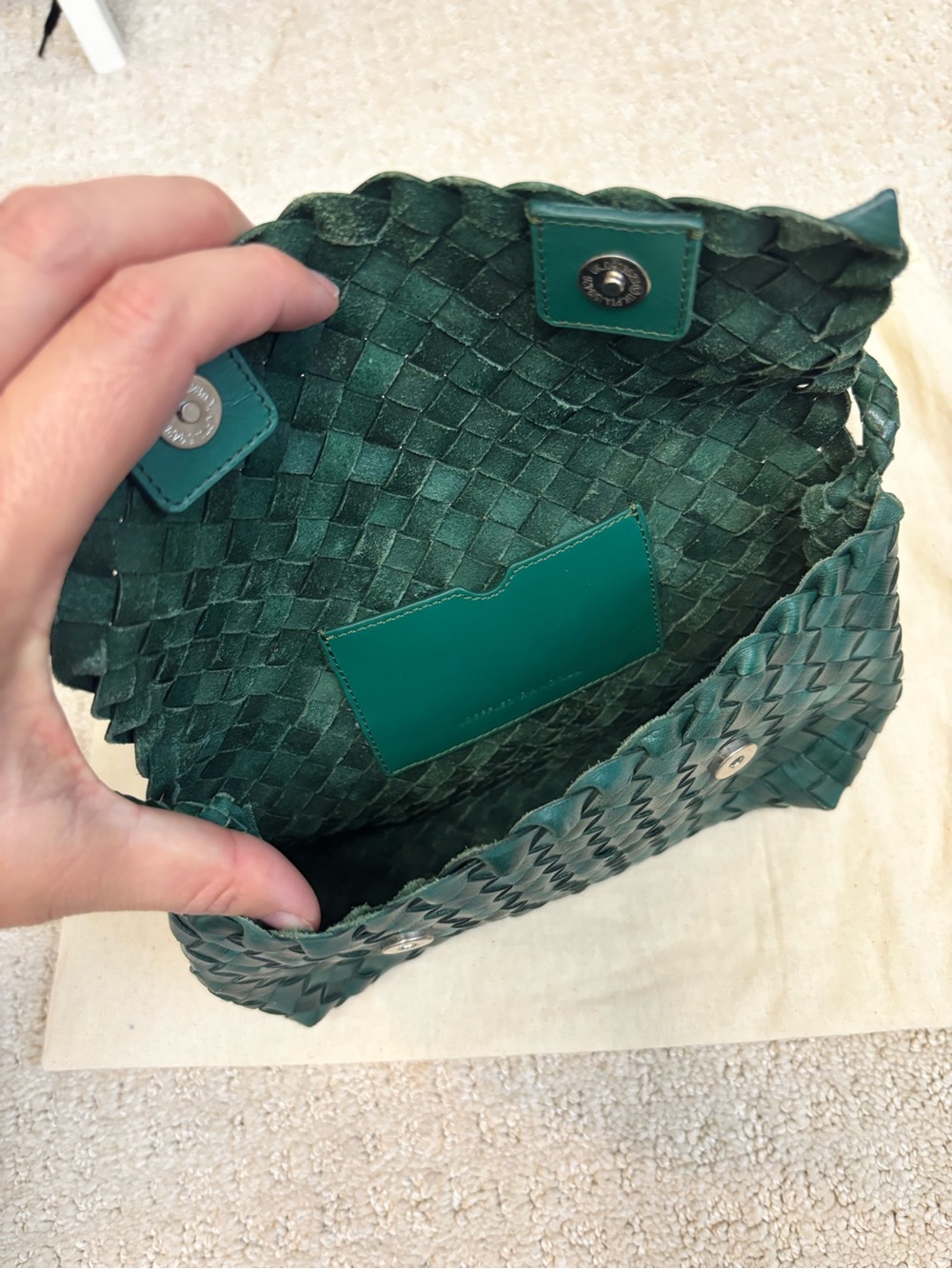 Loeffler Randall Green Woven Leather Shoulder Bag - Picture 2 of 5